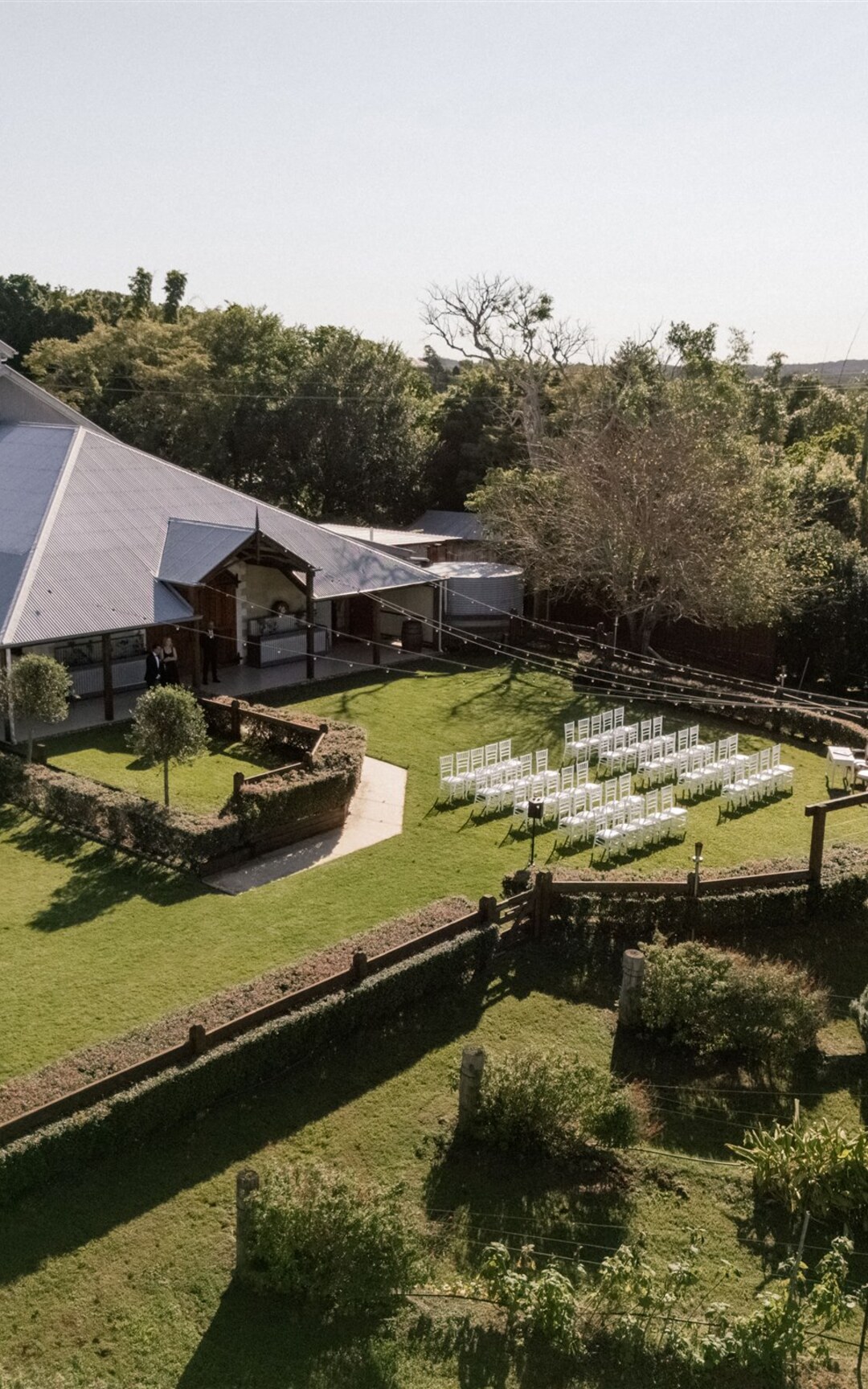 Flaxton Gardens and its landscaped grounds from above.