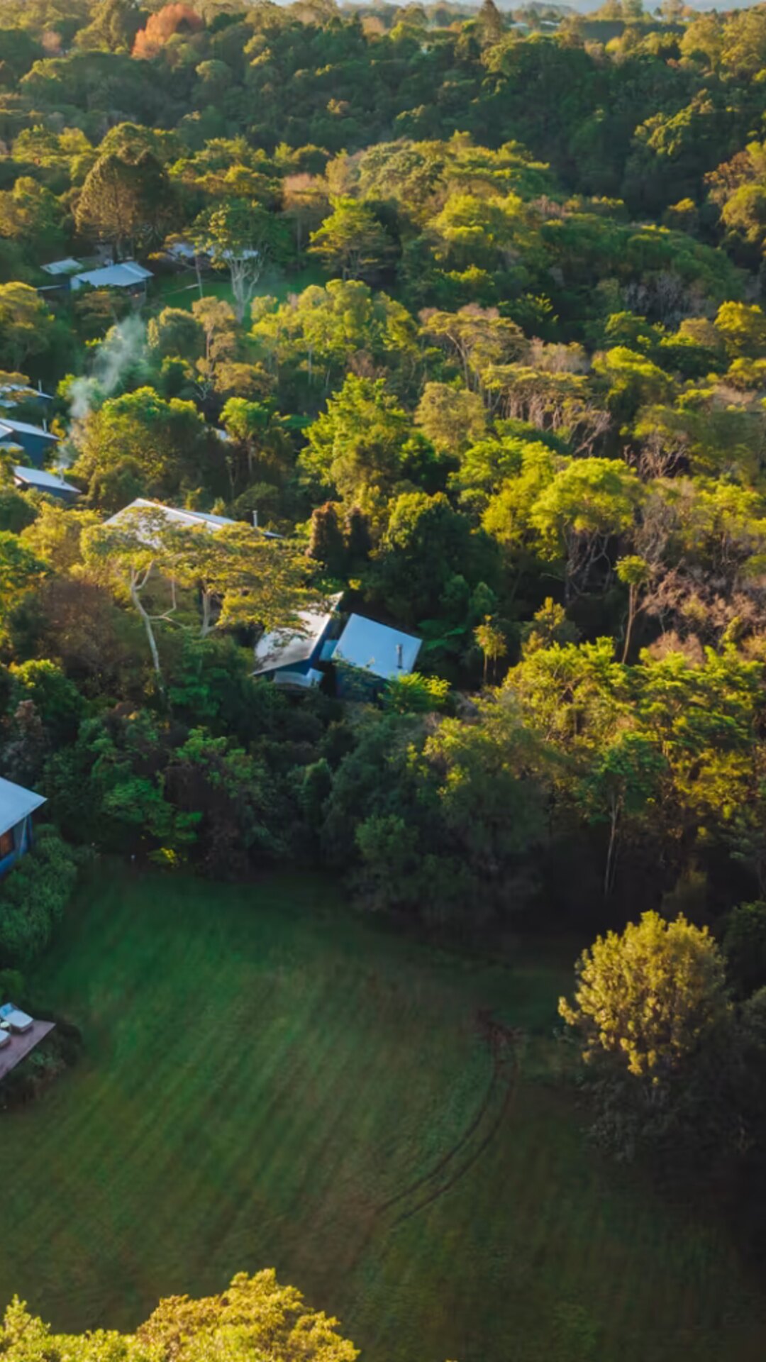 Aerial view over Spicers Tamarind and the rainforest hinterland.