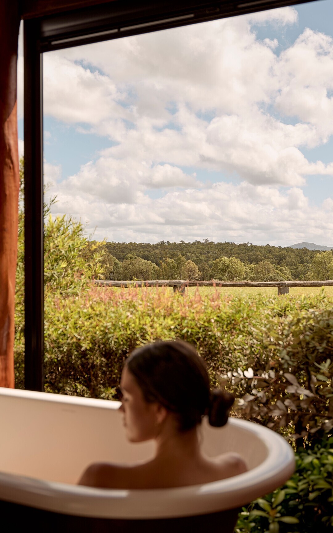 Bath and valley outlook at Spicers Hidden Vale.
