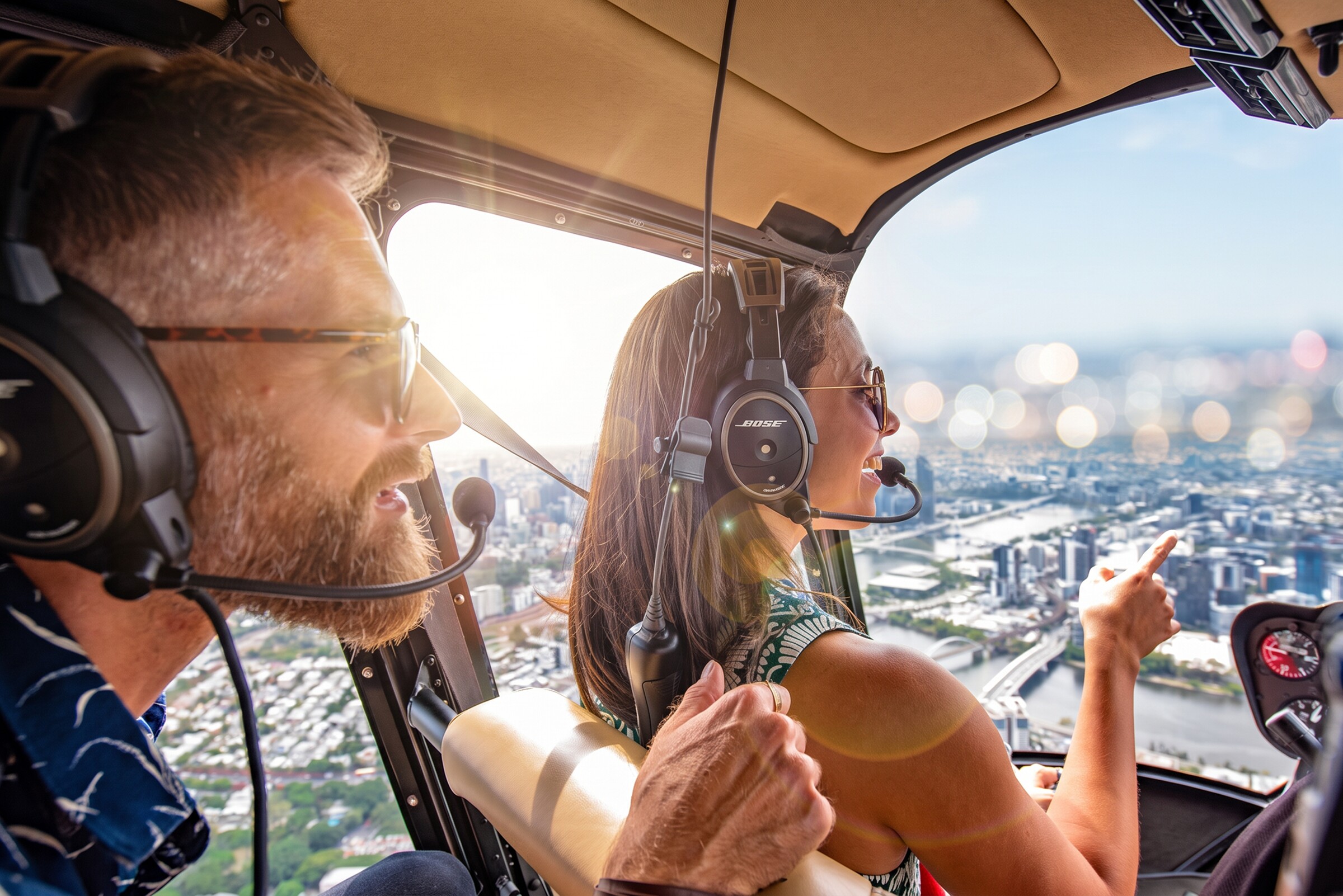 Guests enjoying the view from a Bekaa Air scenic flight.