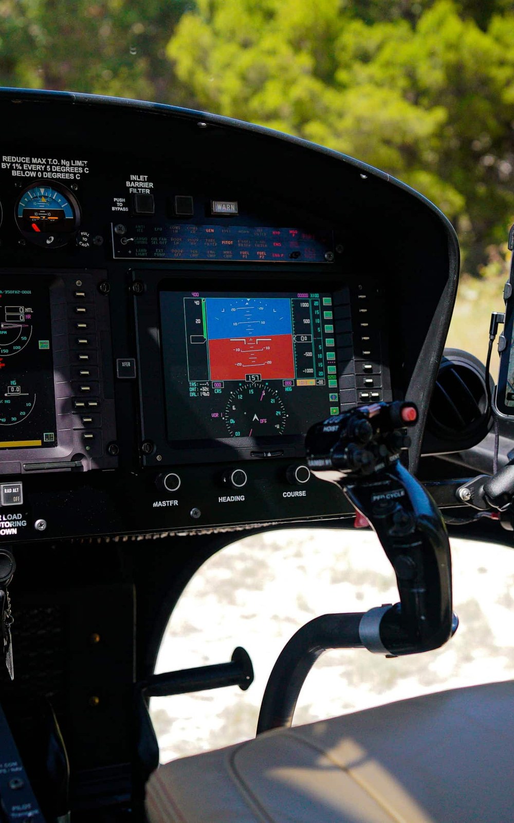Helicopter cockpit instruments used during a Bekaa Air scenic flight.