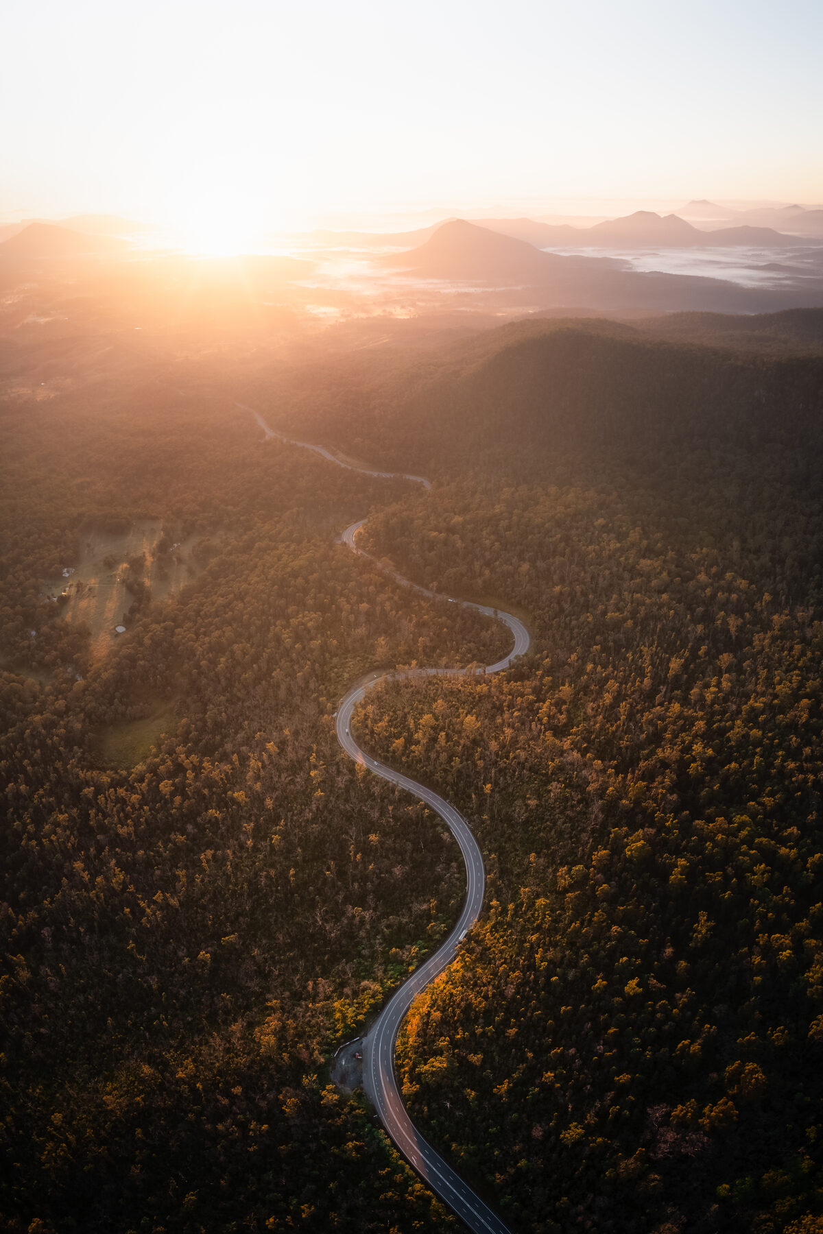 Scenic aerial mountain views on the Wild West pub crawl route