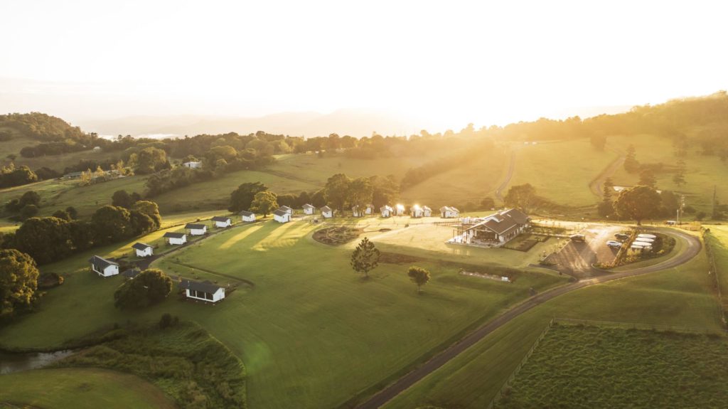 Golden evening light over Beechmont Estate