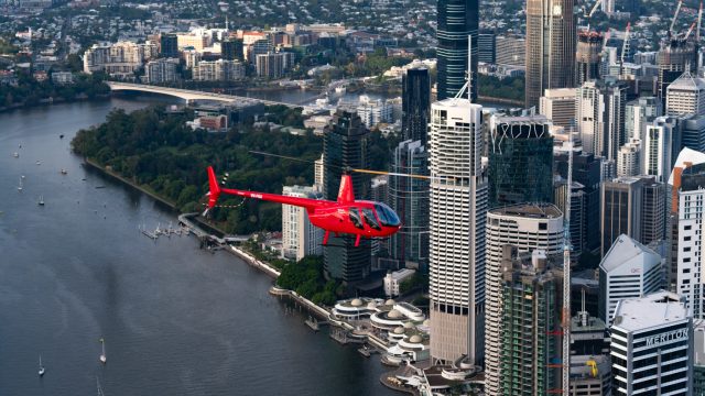 Helicopter over Brisbane CBD