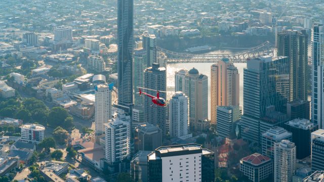 Helicopter over Brisbane City