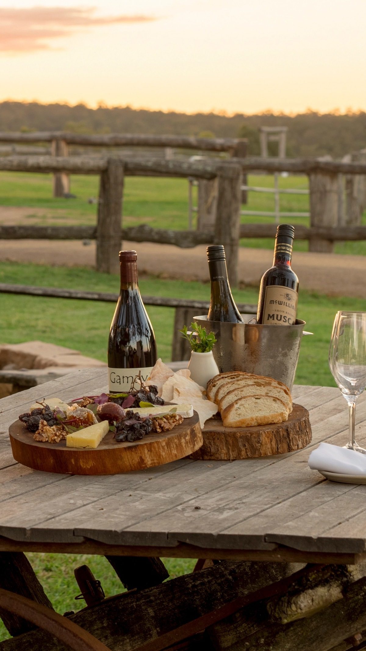 Wine and cheese picnic setting at Hidden Vale.