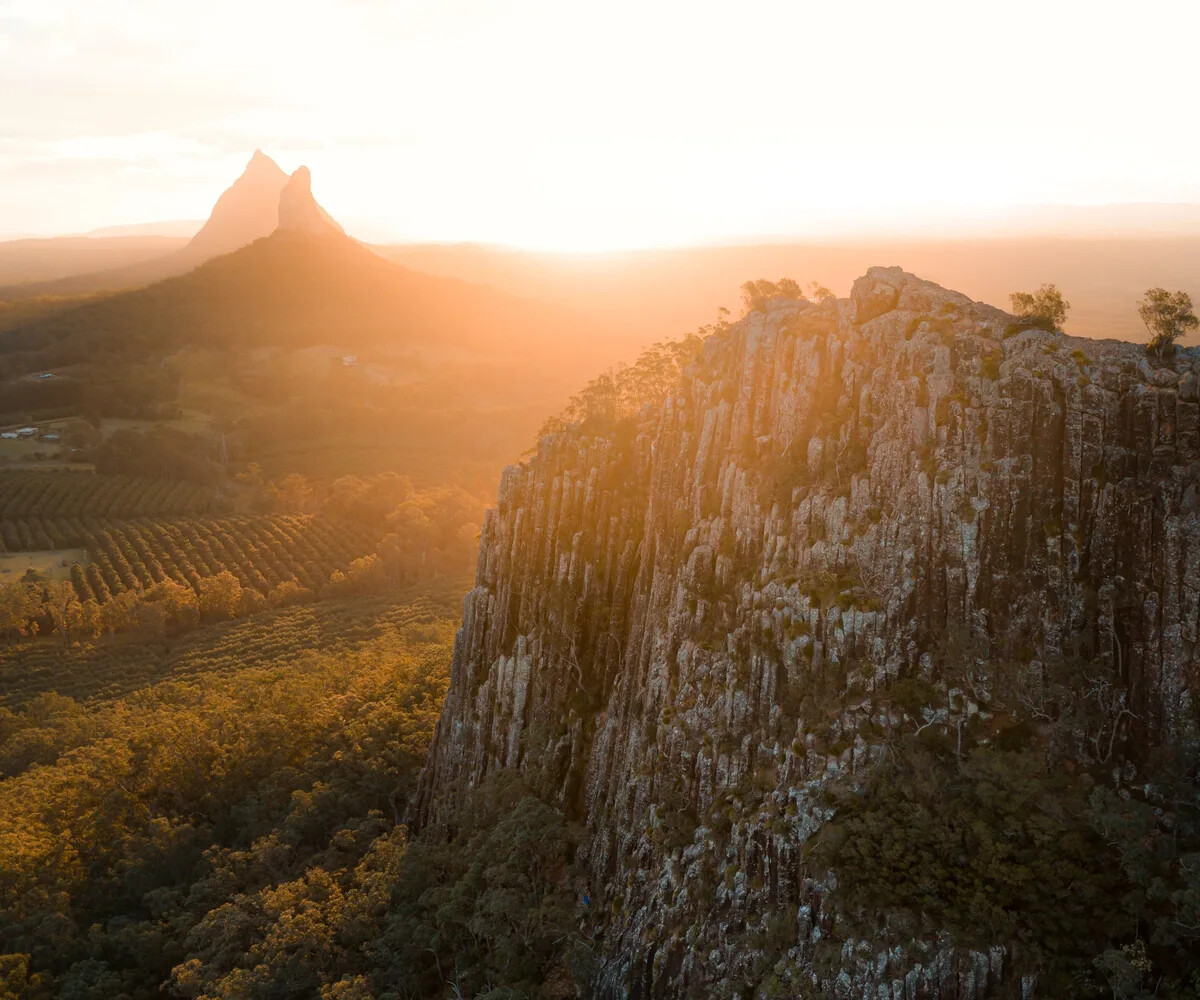 Glasshouse Mountains scenic flight view