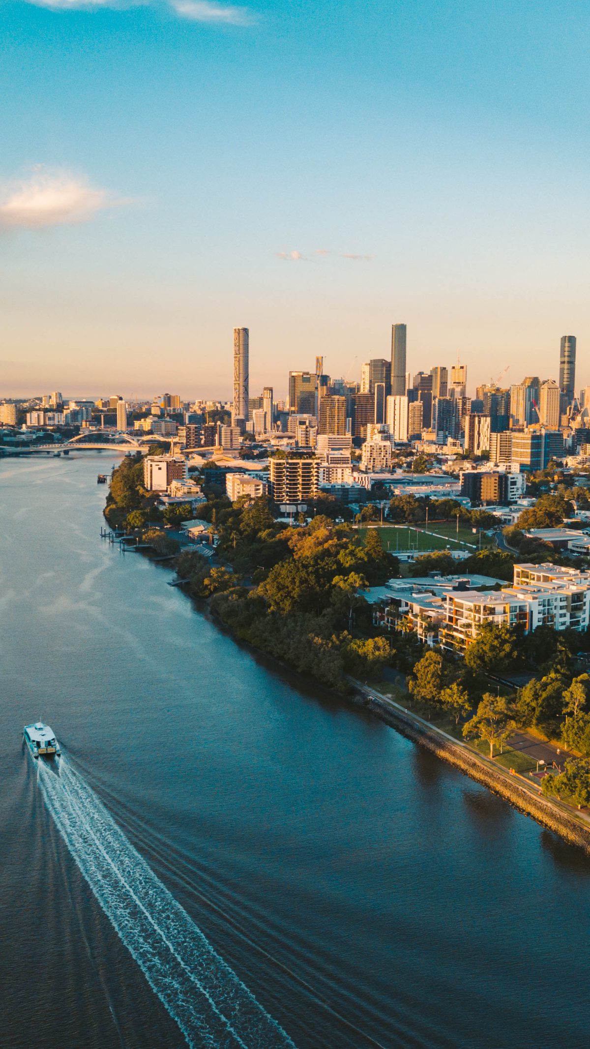 Brisbane River with city buildings in the background