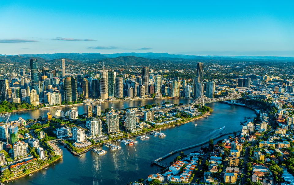 Aerial view of the Gold Coast skyline and waterways.