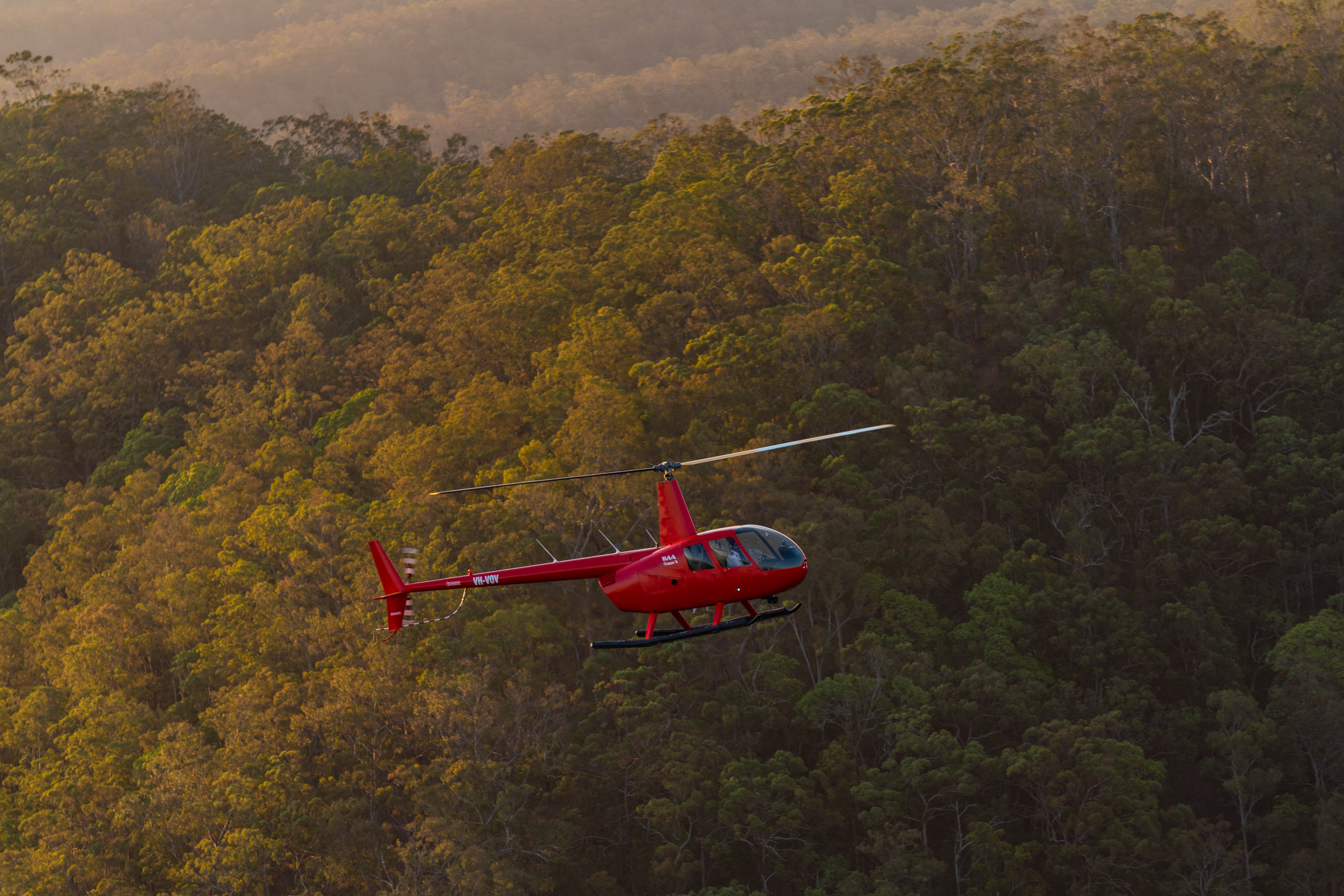 Helicopter over the Scenic Rim en route to The Walton