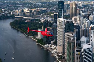 Helicopter over Brisbane CBD