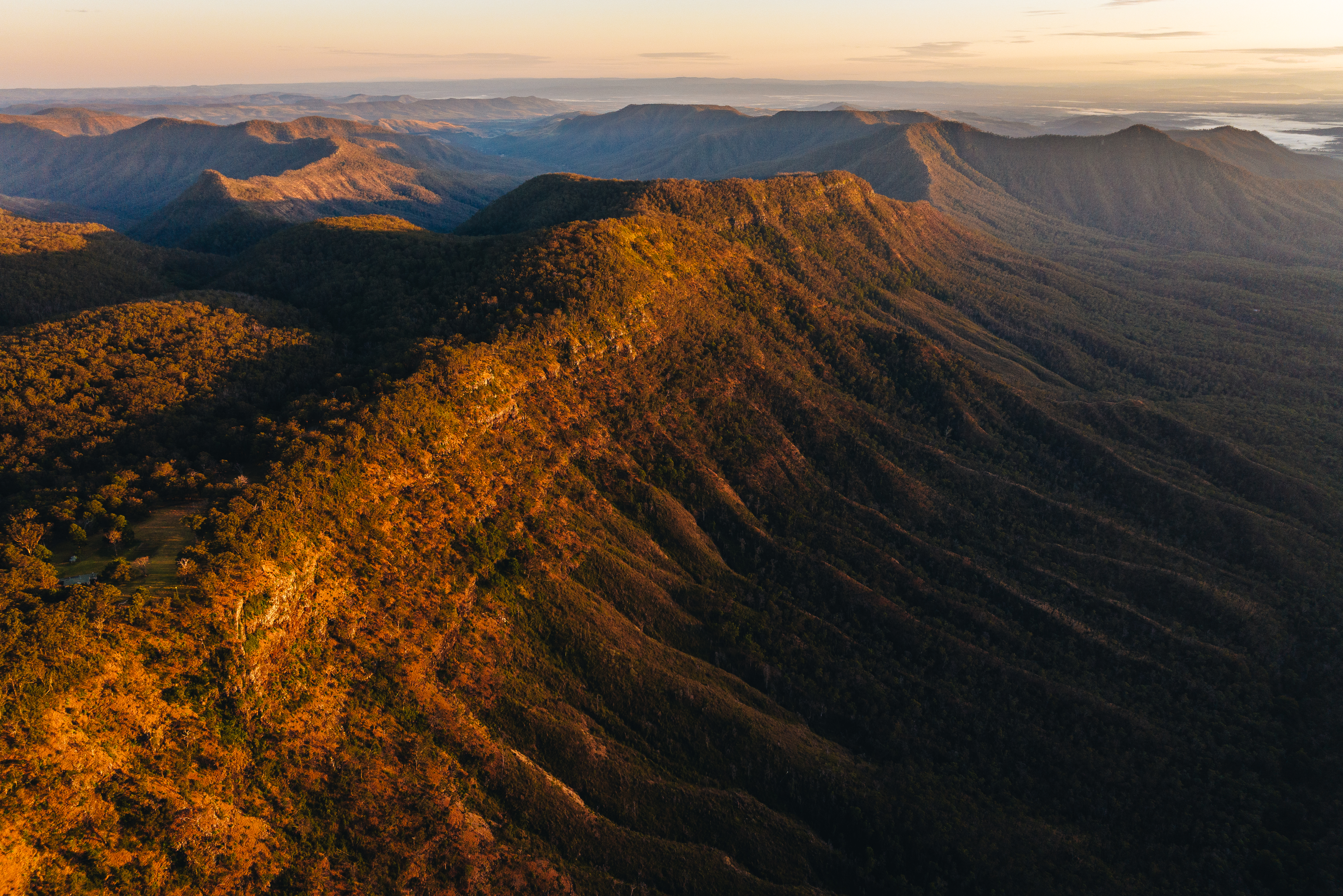 Scenic Rim ridgeline in warm evening light.