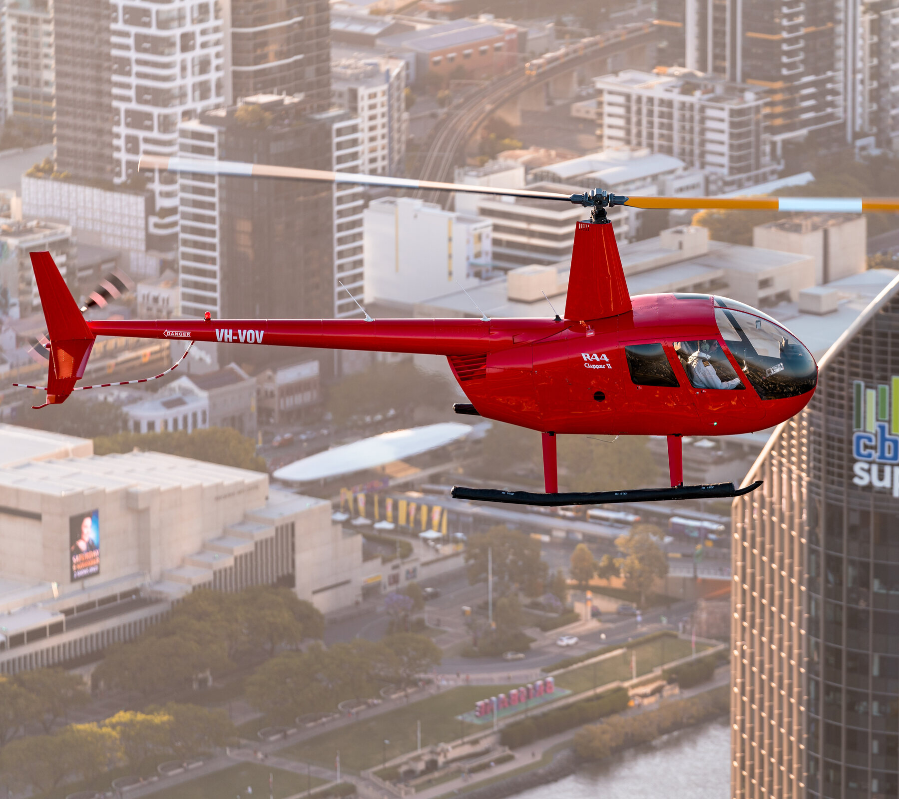 R44 over Brisbane