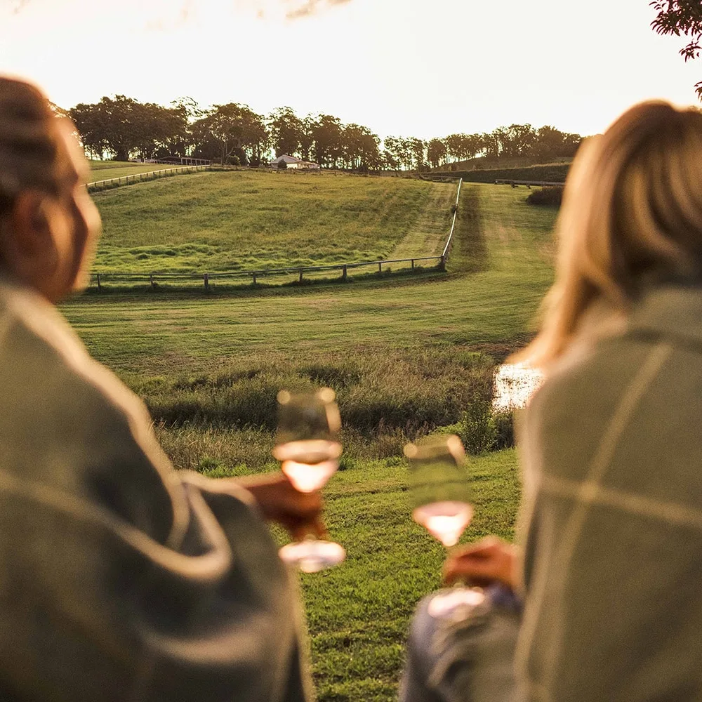 Guests taking in the Beechmont Estate hinterland view.
