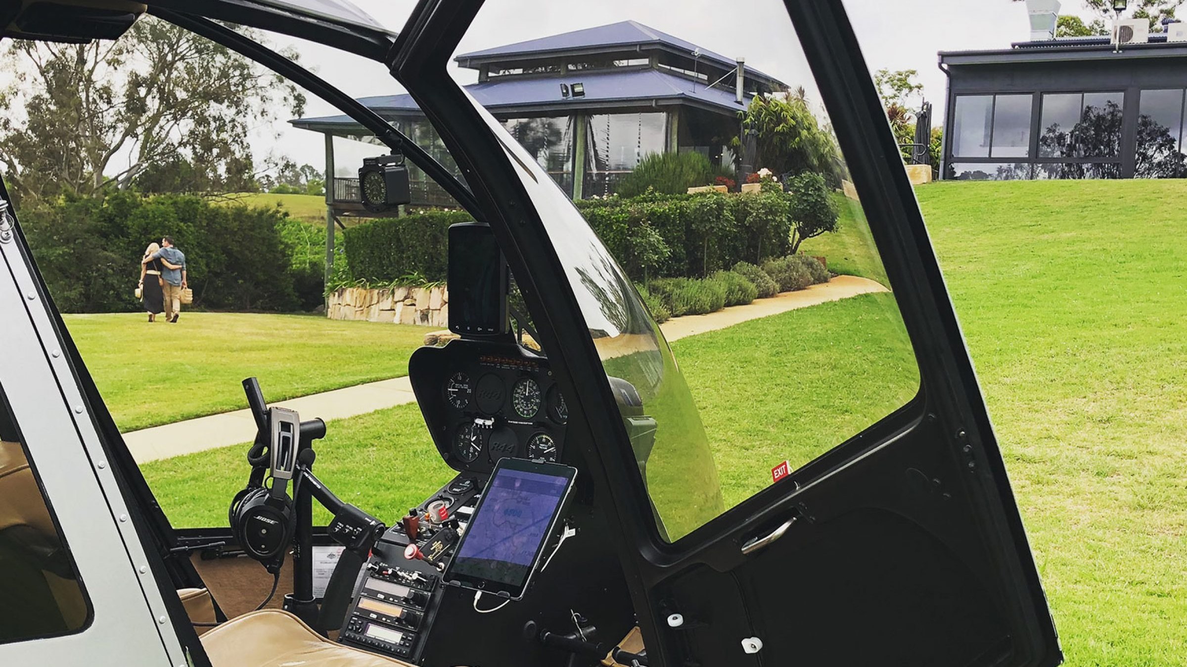 Helicopter arrival at Ocean View Estates.