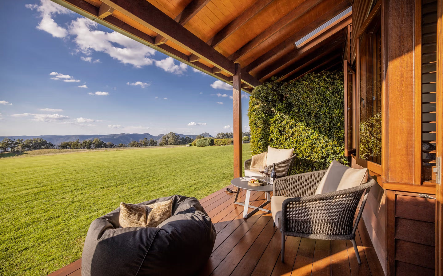 Private lodge suite balcony at Spicers Peak Lodge.
