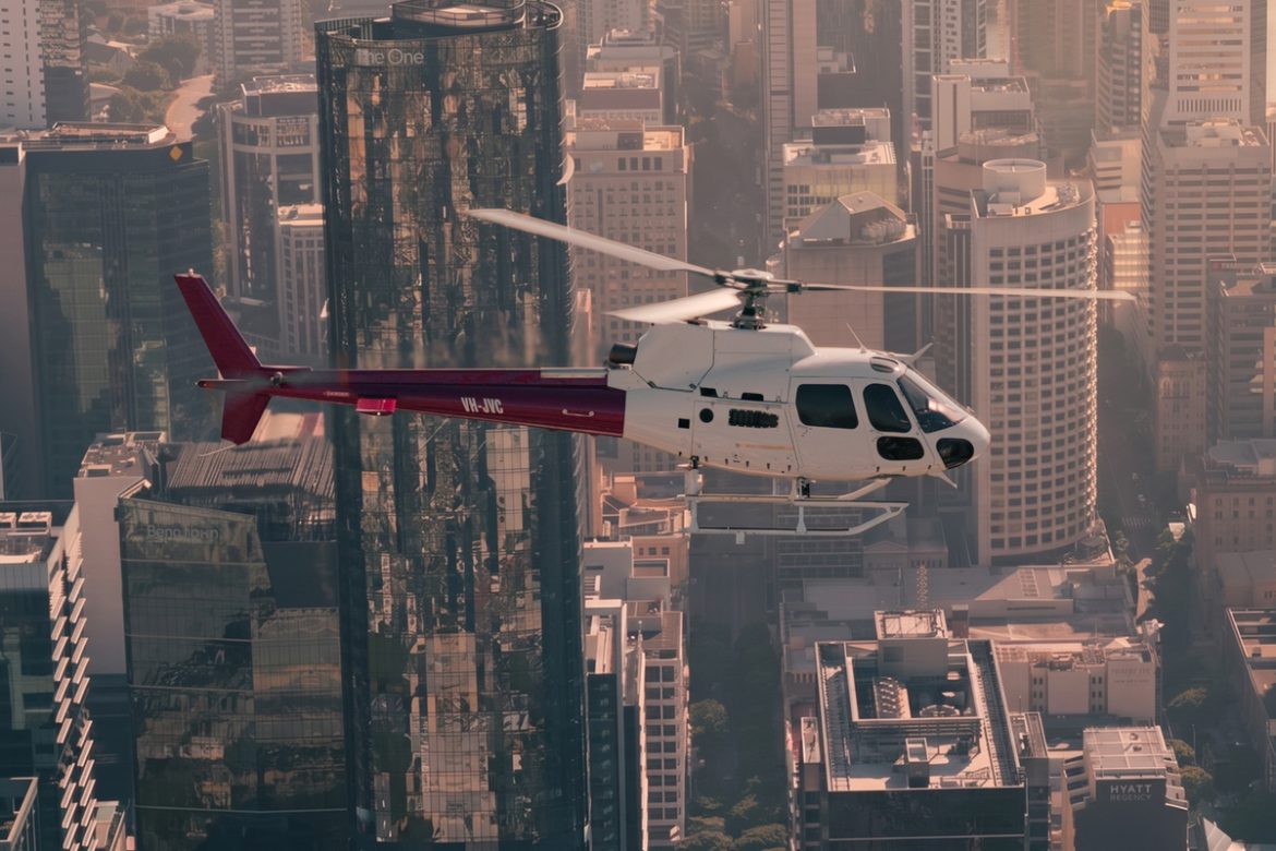 Bekaa Air helicopter over Brisbane city