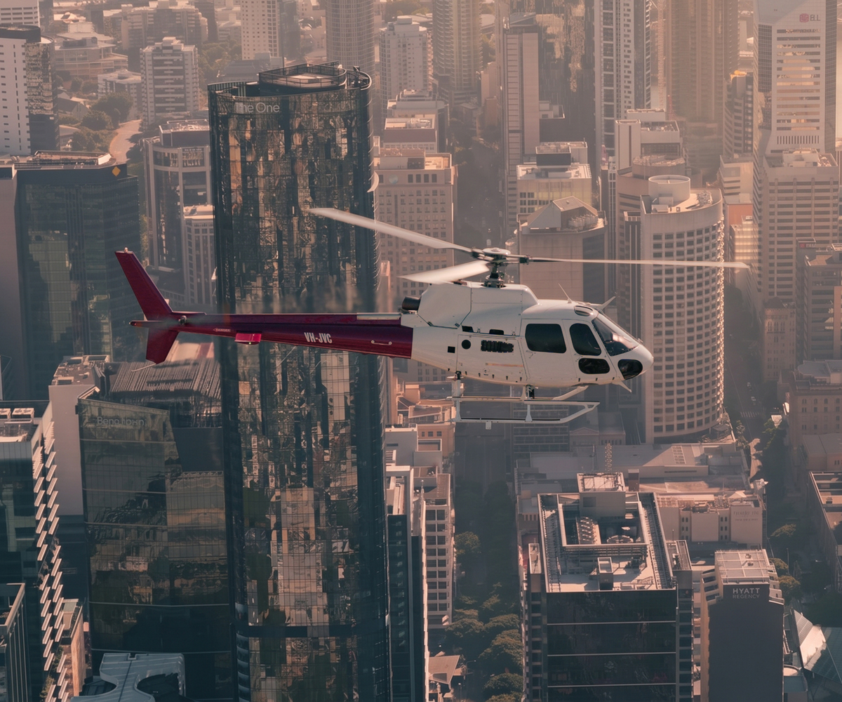 Bekaa Air helicopter over Brisbane city
