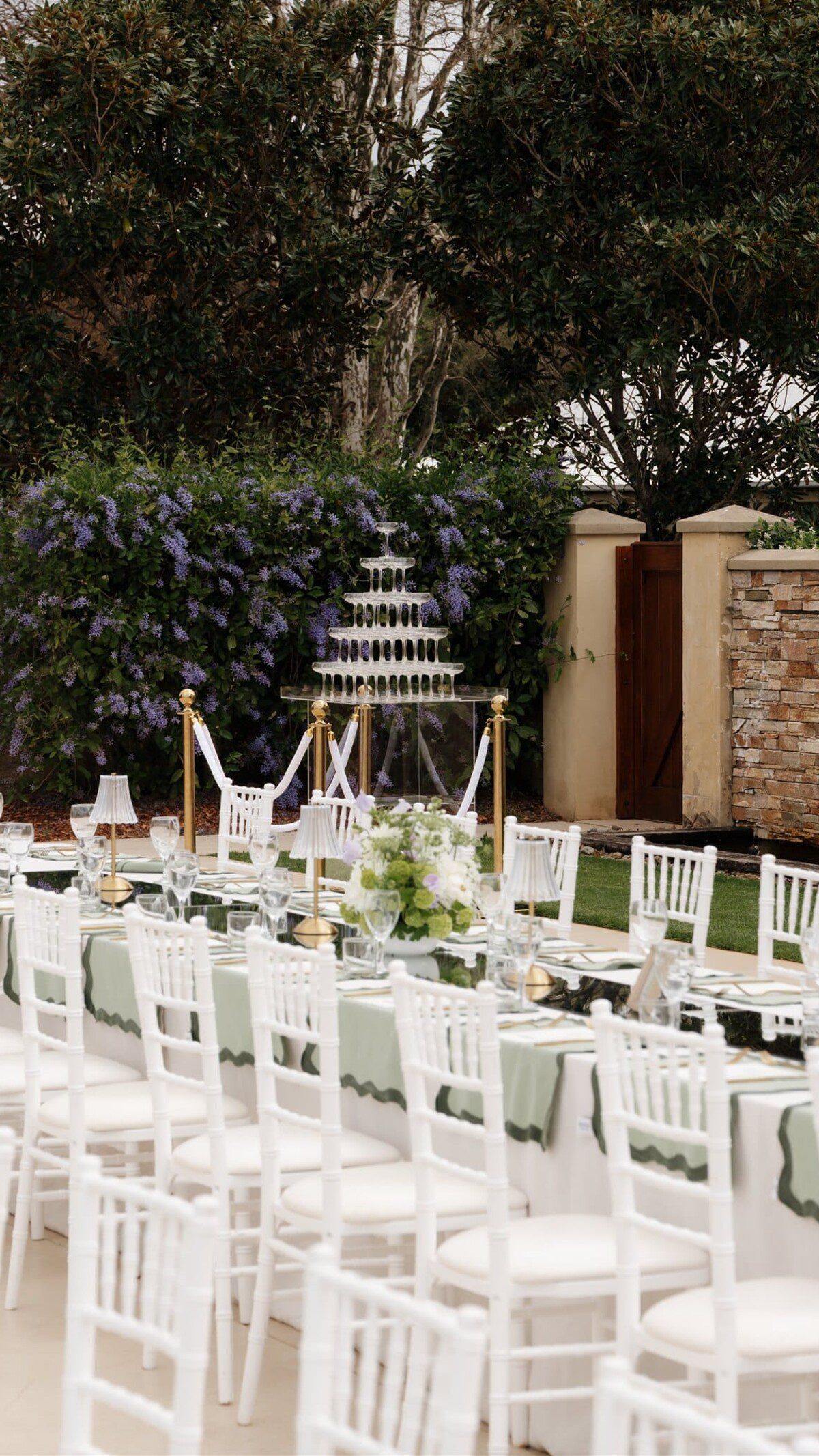 Garden dining setting at Flaxton Gardens.