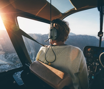 Flying inside helicopter